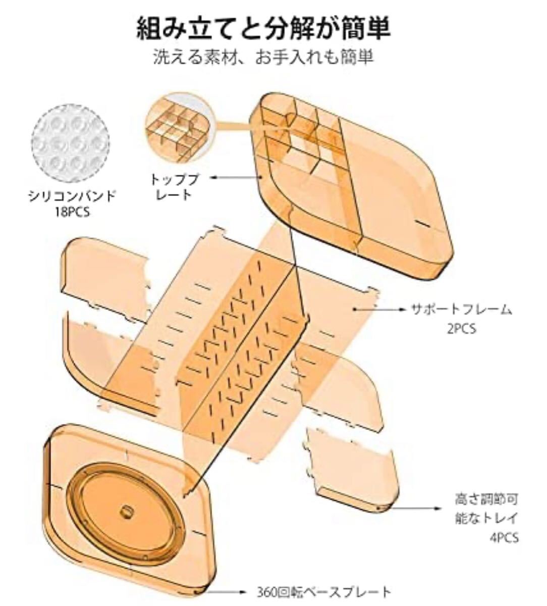 メイクボックス コスメ収納 ボックス 大容量 360回転 調(diào)整可能 2個(gè)