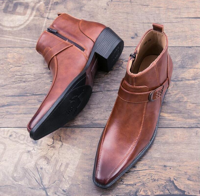 ショートブーツ メンズ ウエスタンブーツ ワークブーツ ミリタリーブーツ 作業(yè)靴 エンジニアブーツ 24.5cm~27cm*ブラウン