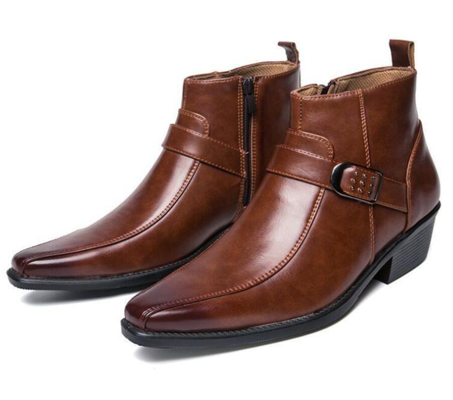 ショートブーツ メンズ ウエスタンブーツ ワークブーツ ミリタリーブーツ 作業(yè)靴 エンジニアブーツ 24.5cm~27cm*ブラウン