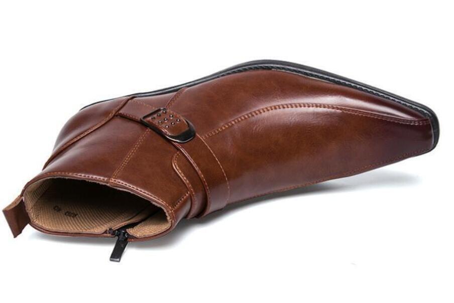 ショートブーツ メンズ ウエスタンブーツ ワークブーツ ミリタリーブーツ 作業(yè)靴 エンジニアブーツ 24.5cm~27cm*ブラウン