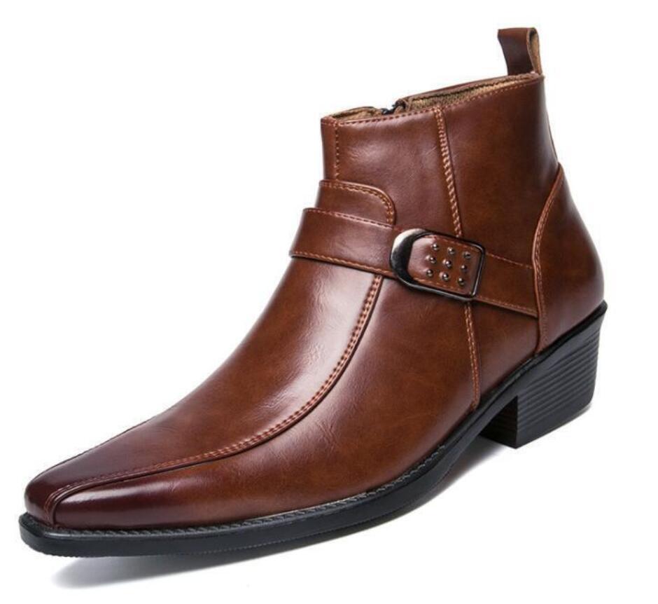 ショートブーツ メンズ ウエスタンブーツ ワークブーツ ミリタリーブーツ 作業(yè)靴 エンジニアブーツ 24.5cm~27cm*ブラウン