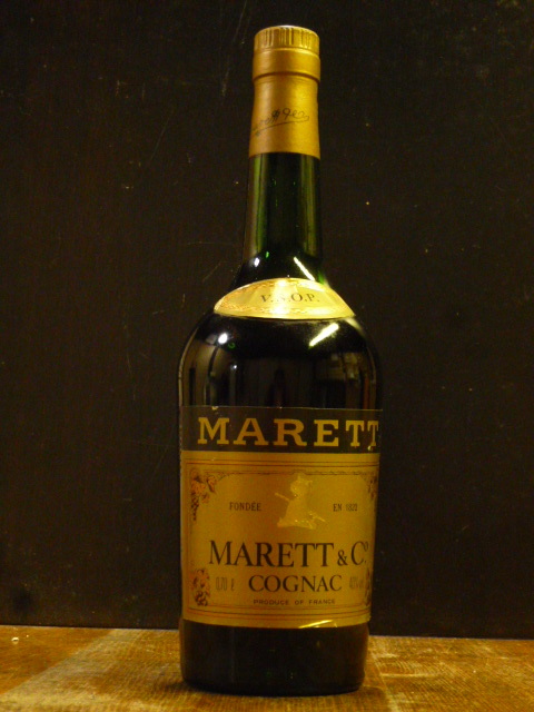 「MARETT」COGNAC V.S.O.P 舊ボトル ”マレット”　0.70L 40%vol　マスターセラー?オードマール氏によるブレンドです　　MARETT?V-0126-A