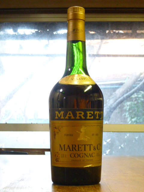 「MARETT」COGNAC V.S.O.P 舊ボトル ”マレット”　0.70L 40%vol　マスターセラー?オードマール氏によるブレンドです　　MARETT?V-0126-A