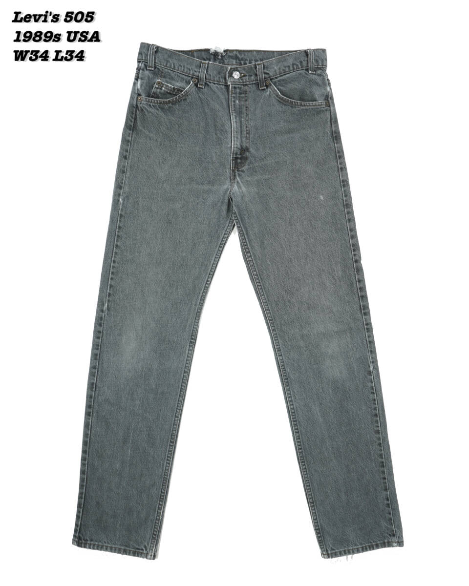 Levi's 505 BLACK DENIM PANTS USA 1989s W34 L34 LS24174 リーバイス ブラックデニム デニムパンツ 先染め 1980年代 アメリカ製