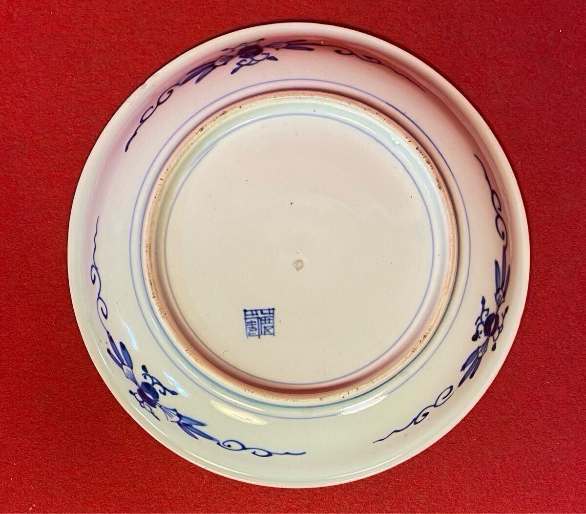 古伊万里『染付 流水草花図 6寸皿 江戸中期〜後期 ①』時代皿 古伊万里『染付 流水草花図 6寸皿 江戸中期〜後期 ①』時代皿