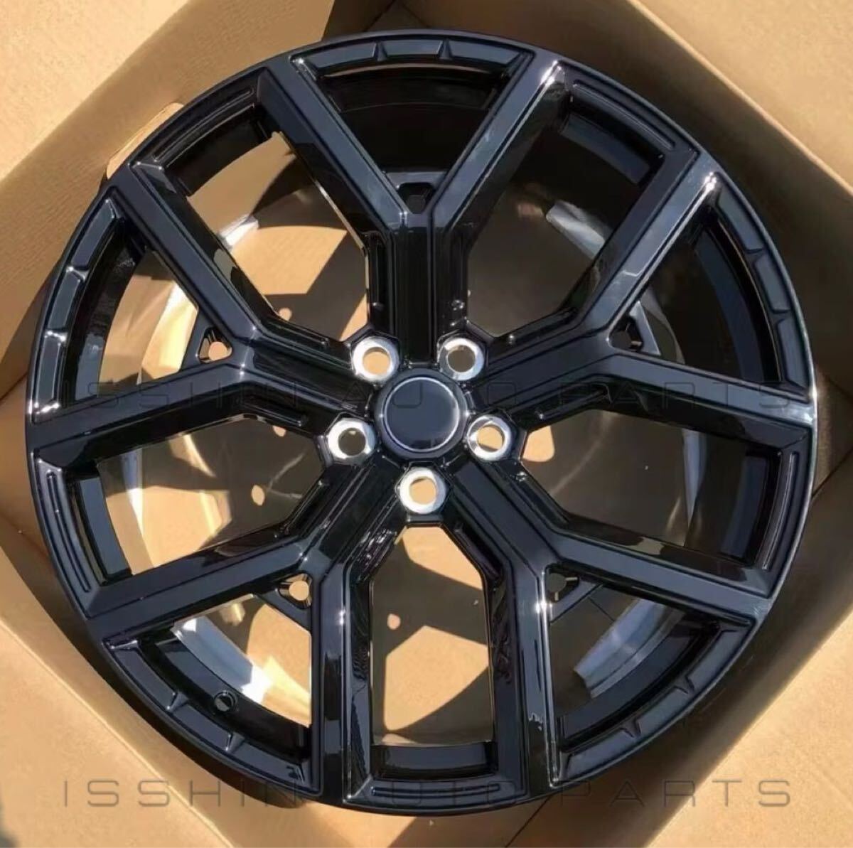 ランドローバー ディフェンダー L663 用 22インチ 4本 鍛造 新品 グロスブラック スポークホイールリム 2019年式? センターキャップ付屬