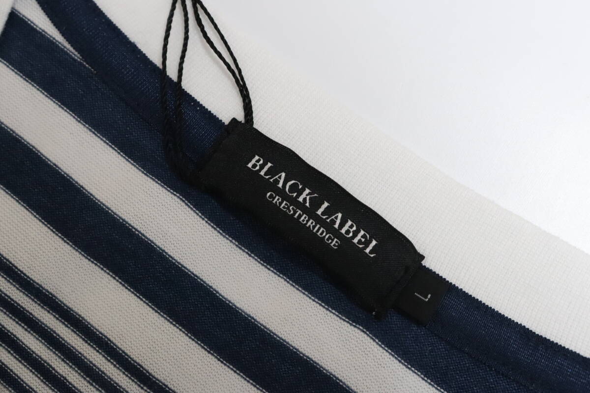  новый товар BLACK LABELCRESTBRIDGE Black Label k rest Bridge ma- Sera iz спецификация окантовка футболка [L] белый × голубой 