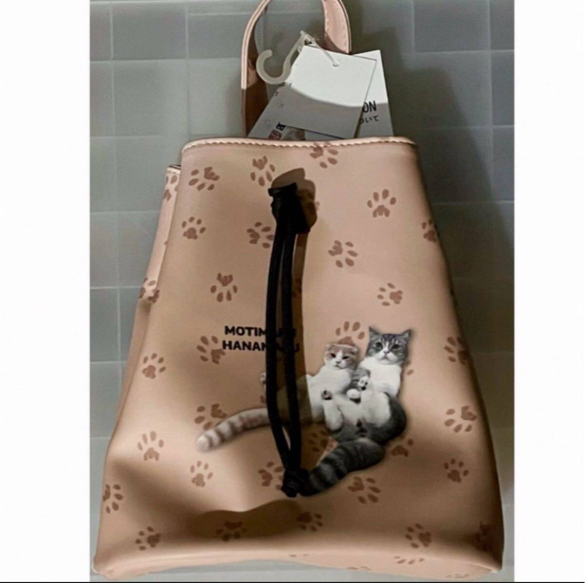 もちまる日記 巾着バッグ ベージュ_画像1