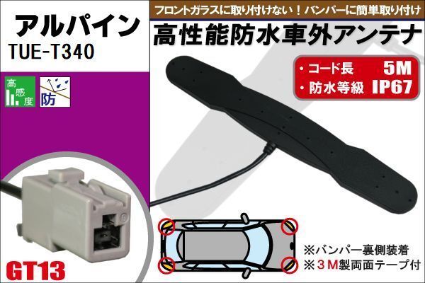 防水アンテナ フィルムレス アルパイン ALPINE 用 TUE-T340 車外取り付け バンパー 里設(shè)置 フロントガラス 車 アンテナケーブル コード