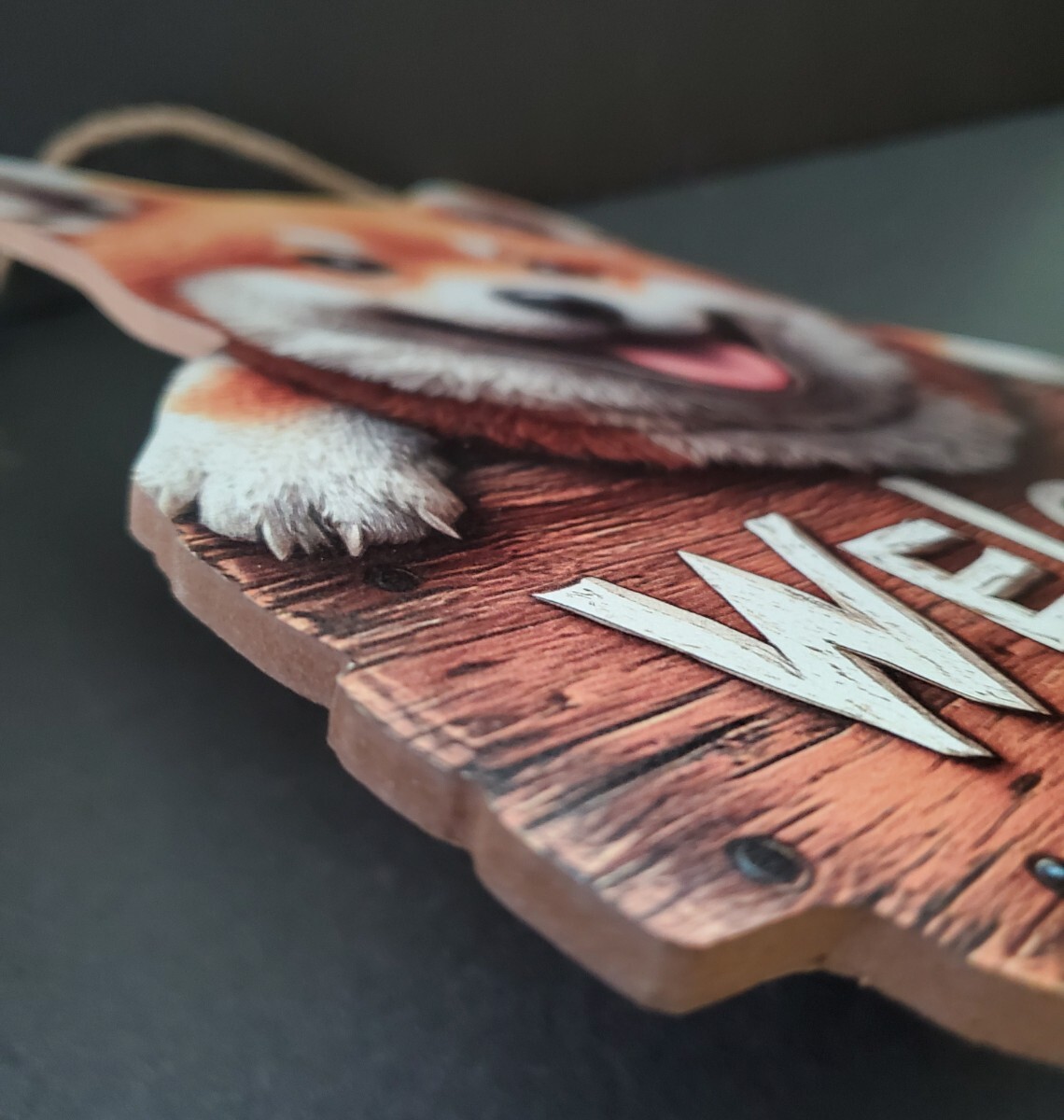 木制プレート　柴犬　ウェルカムボード　WELCOME　犬の雑貨　HANAKO