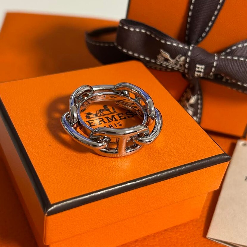HERMES スカーフリング レガート シェーヌダンクル エルメス シルバー