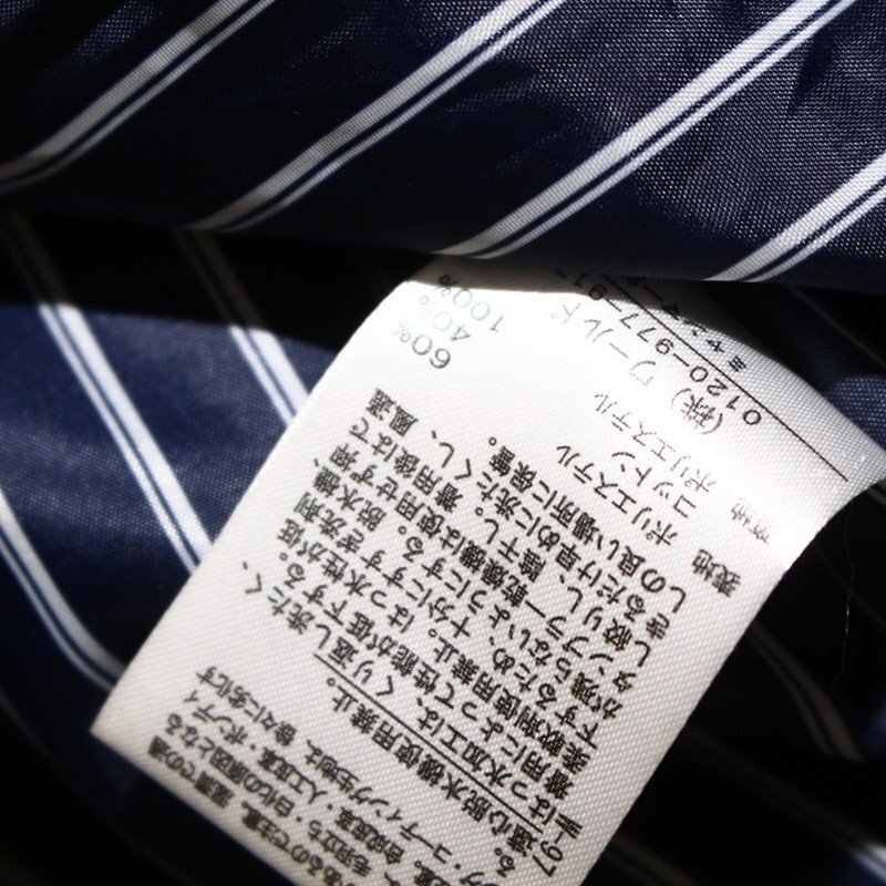 美品 シューラルー SHOO?LA?RUE 株) ワールド 定番 クラッシック トレンチコート M ネイビー 紺 スプリングコート 里地 柄 アウター