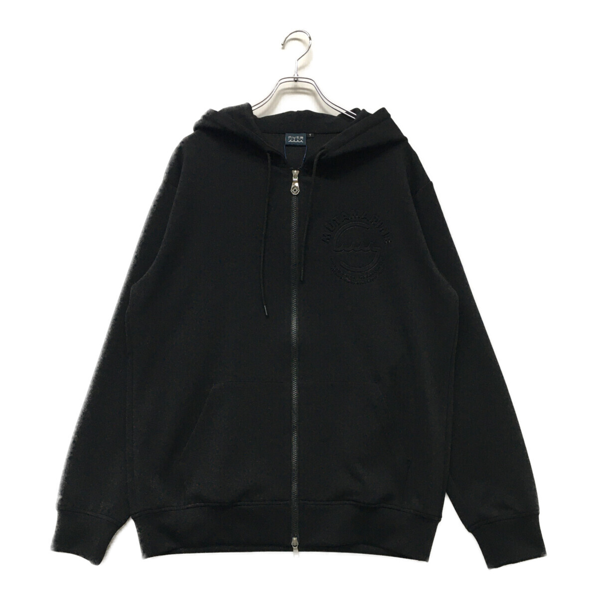 coco 未使用品【値下げ】ムータマリン muta MARINE メンズ 7(XL) 黒 ブラック エンボス パーカー ストレッチ ダブルジップ K7650