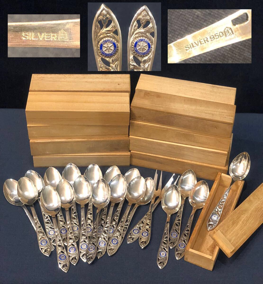 希少品 純銀 ROTARY INTERNATIONAL 銀製スプーン6本 110g SILVER