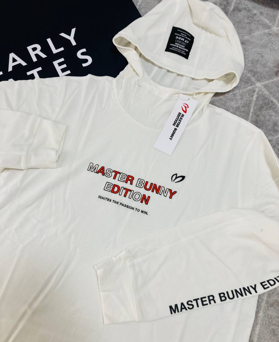 新品 パーリーゲイツ マスターバニー AC/visベアスムース フーディプルオーバー(6)サイズLL/白 MASTER BUNNY
