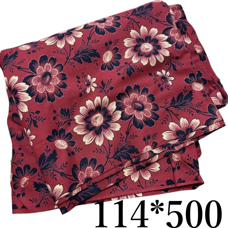 コットン　生地　ビンテージ　花柄　レッド　114*500