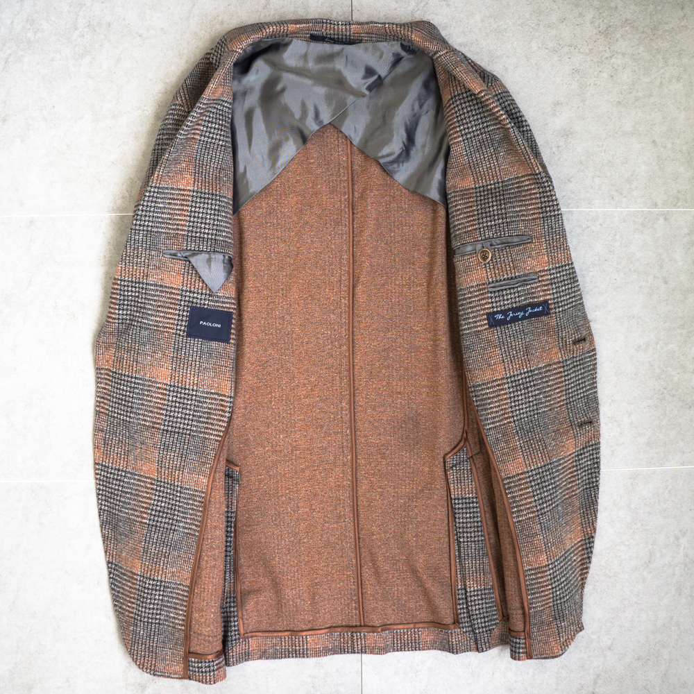 イタリア老舗★新品 PAOLONI コットン ニット ジャージー ジャケット グレンチェック 50 送料無料 メンズ サルトリア パオローニ チェック_画像3