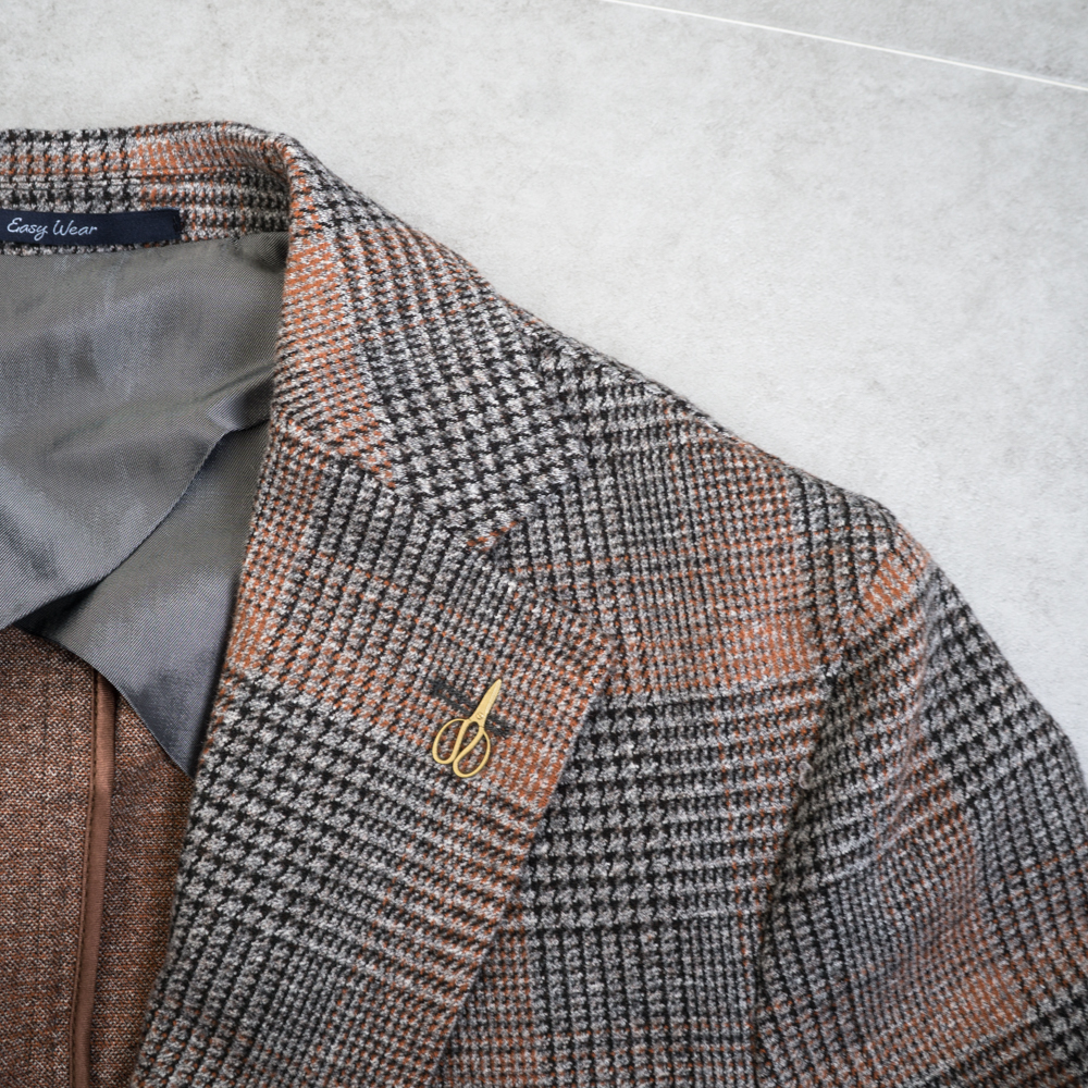 イタリア老舗★新品 PAOLONI コットン ニット ジャージー ジャケット グレンチェック 50 送料無料 メンズ サルトリア パオローニ チェック_画像4