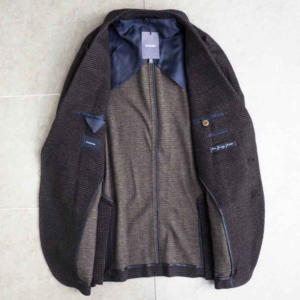 イタリア老舗★新品 PAOLONI ウール コットン メランジ ニット ジャージー ジャケット 50 送料無料 メンズ サルトリア パオローニ_画像3