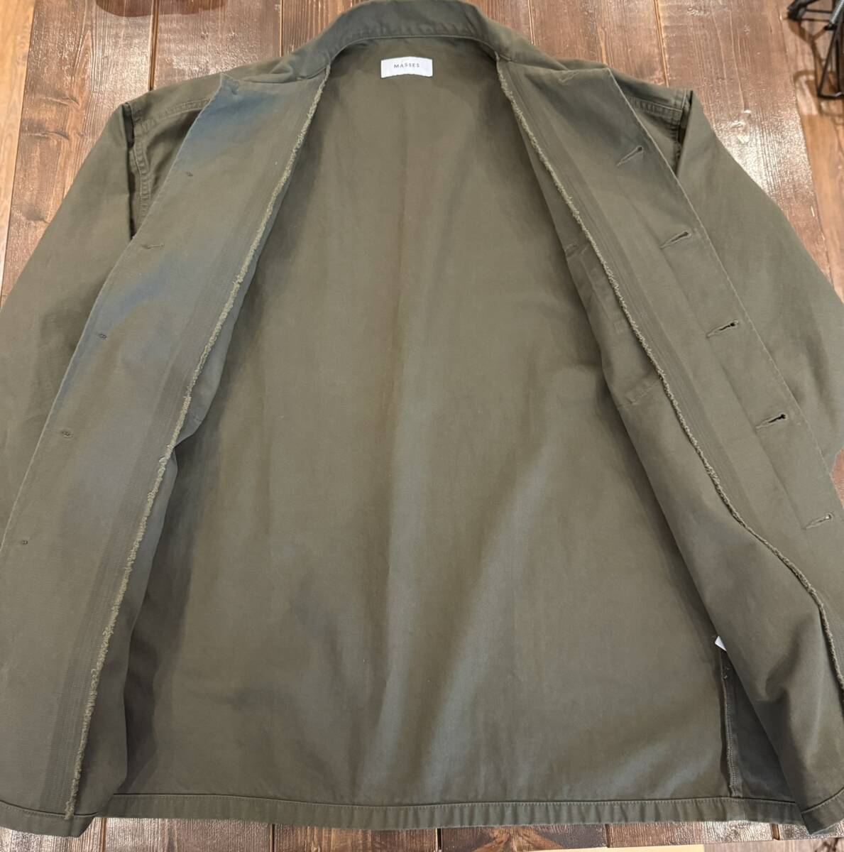 試著のみ 定価3萬 MASSES UTILITY SHIRT XL Olive オリーブ ユーティリティ-シャツ ミリタリー 長(zhǎng)袖 綿100%