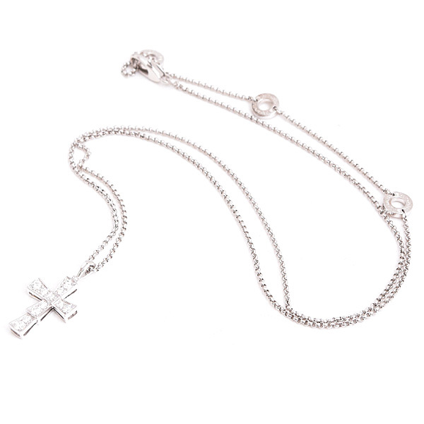 ブルガリ ネックレス レディース セルペンティ クロス ダイヤ ネックレス ホワイトゴールド BVLGARI 750WG 中古_画像2