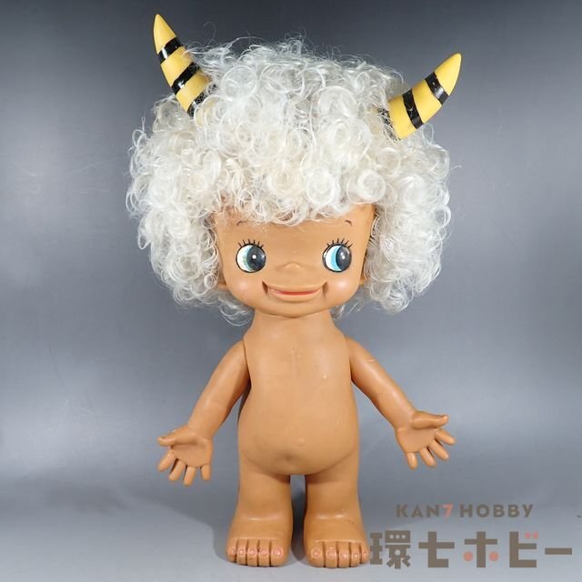 0WG59◇当時物 内藤ルネ 特大 ソフビ 人形 かみなり坊や 高約 0WG59◇当時物 内藤ルネ 特大 ソフビ 人形 かみなり坊や 高約