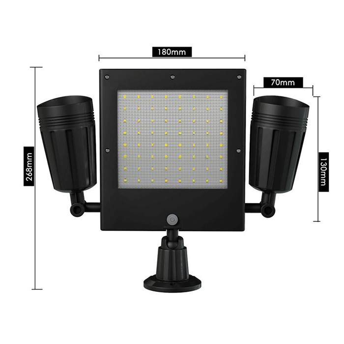 SMD2835 64LED ソーラーライト 驚きの照射力 色溫度:6000-6500K 超高輝度 防犯ライト 自動(dòng)點(diǎn)燈 屋外照明 庭先燈 駐車場(chǎng)燈