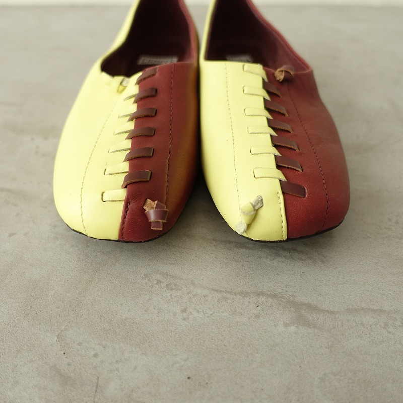 【定価2.4萬】カンペール CAMPER *TWINS CASI MYRA フラットシューズ 39/24.5*ブラウンイエローパンプス靴(sh88-2501-20)【10B52】