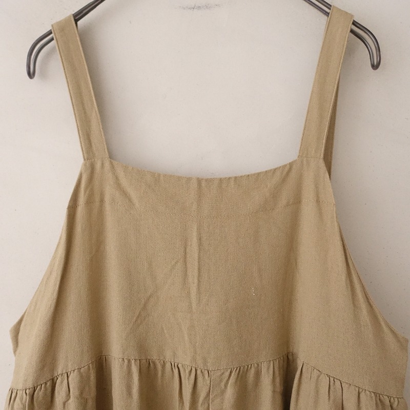 サマンサモスモス Samansa Mos2 *レーヨン麻柄アソートサロペットパンツ*Fワイド後腰ゴムベージュ薄手(4-2405-2)【32E42】_画像3