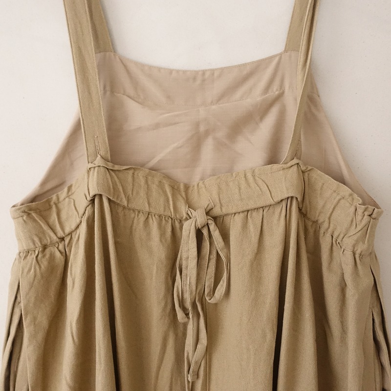 サマンサモスモス Samansa Mos2 *レーヨン麻柄アソートサロペットパンツ*Fワイド後腰ゴムベージュ薄手(4-2405-2)【32E42】_画像4