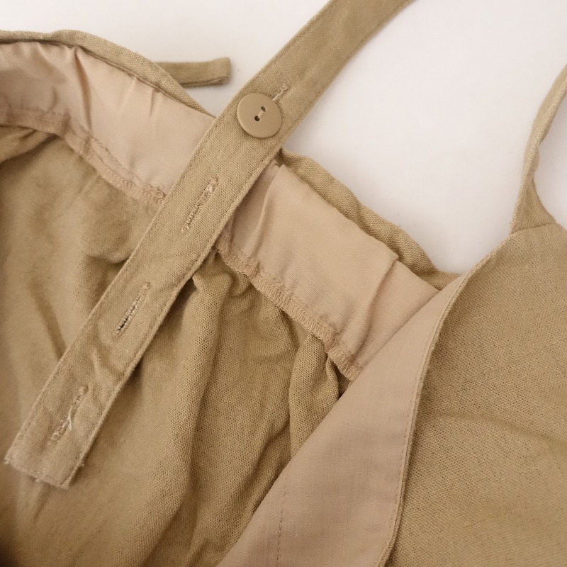 サマンサモスモス Samansa Mos2 *レーヨン麻柄アソートサロペットパンツ*Fワイド後腰ゴムベージュ薄手(4-2405-2)【32E42】_画像6