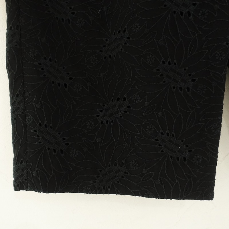 シビラ Sybilla *カットワーク刺繍ハーフパンツ*M黒ブラック総柄(33-2406-764)【81G42】_画像5