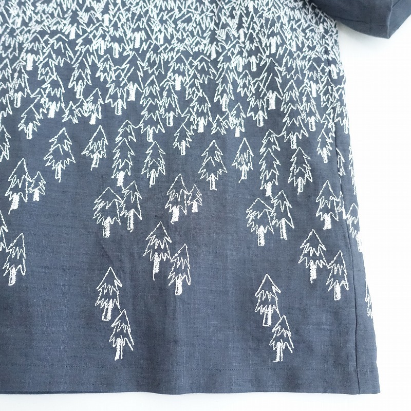 【美品/2024/SS/定価4.4萬(wàn)】ミナペルホネン mina perhonen *forest to bird リネン刺繍ブラウス*38(j33-2408-195)【40I42】