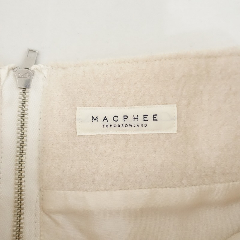 マカフィー MACPHEE *ウールフレアスカート*32毛オフホワイト白ボトムス起毛里地付き膝丈無(wú)地(sk4-2408-231)【03I42】