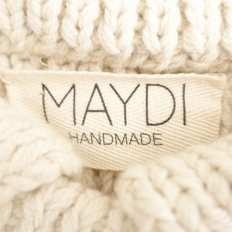 【2023AW/定価8.0萬】マイディ MAYDI *CREW PLUS COLLARニット*Sプルオーバー毛ウール白オフホワイト起毛(4-2412-183)【72A52】