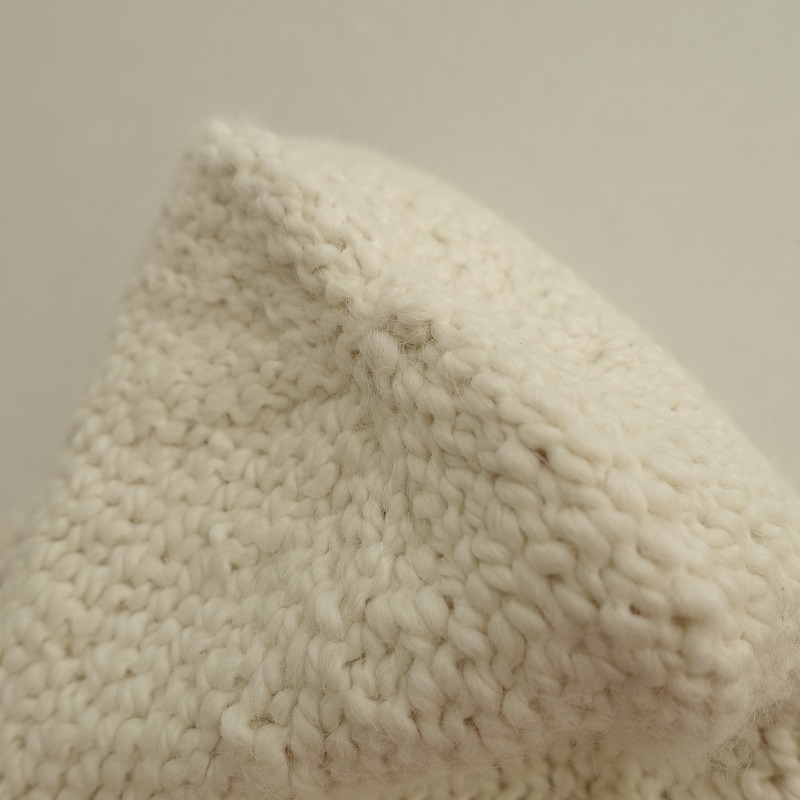 【2023AW/未使用】ミナペルホネン mina perhonen *wheatニットキャップ*ぼうしニット帽オフ白毛混手編み(ha7-2501-105)【12B52】