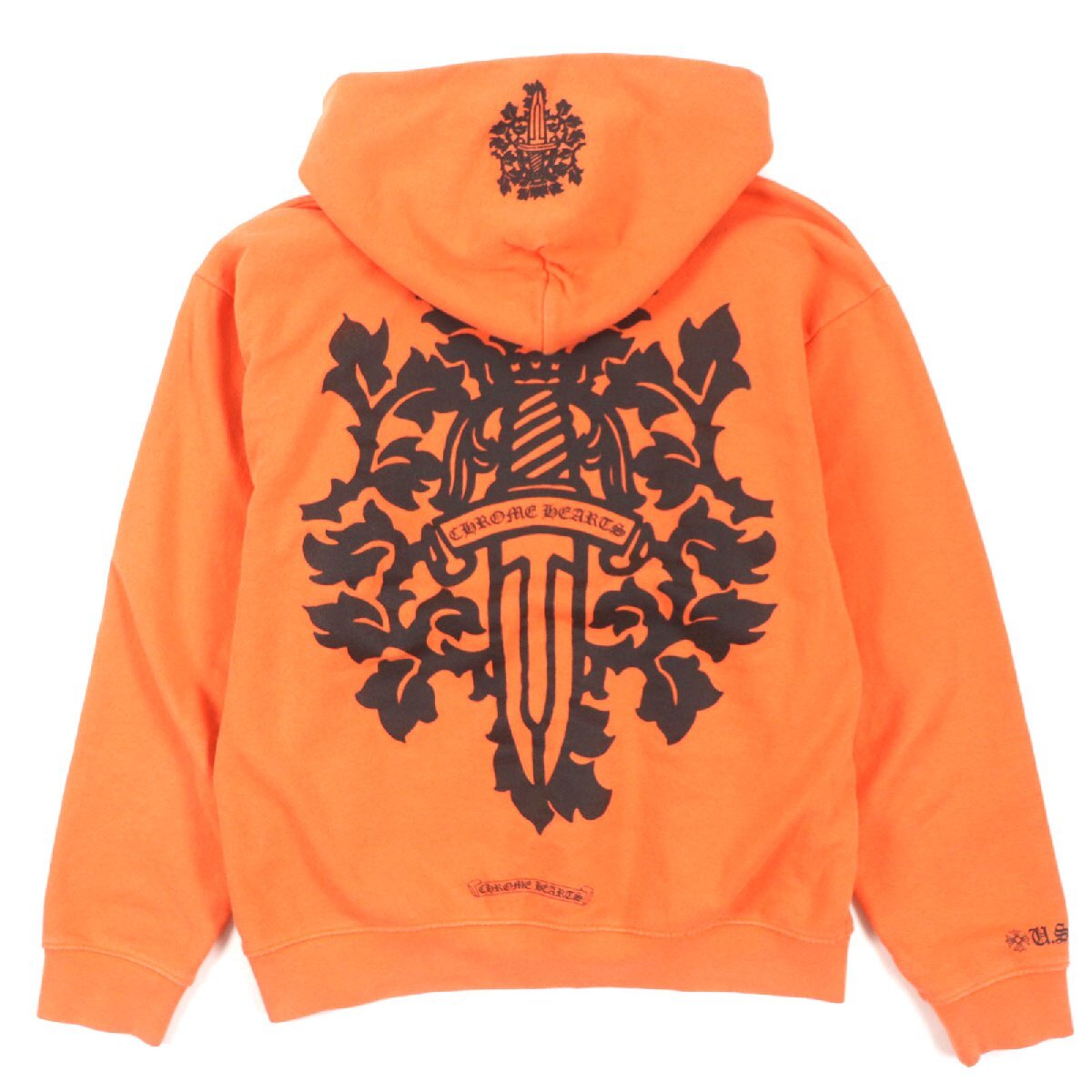 ◆送料込♪【CHROME HEARTS】ヴァイン ダガー パーカー オレンジ 人気▽CHROME HEARTS クロムハーツ コットン100% ヴァインダガー