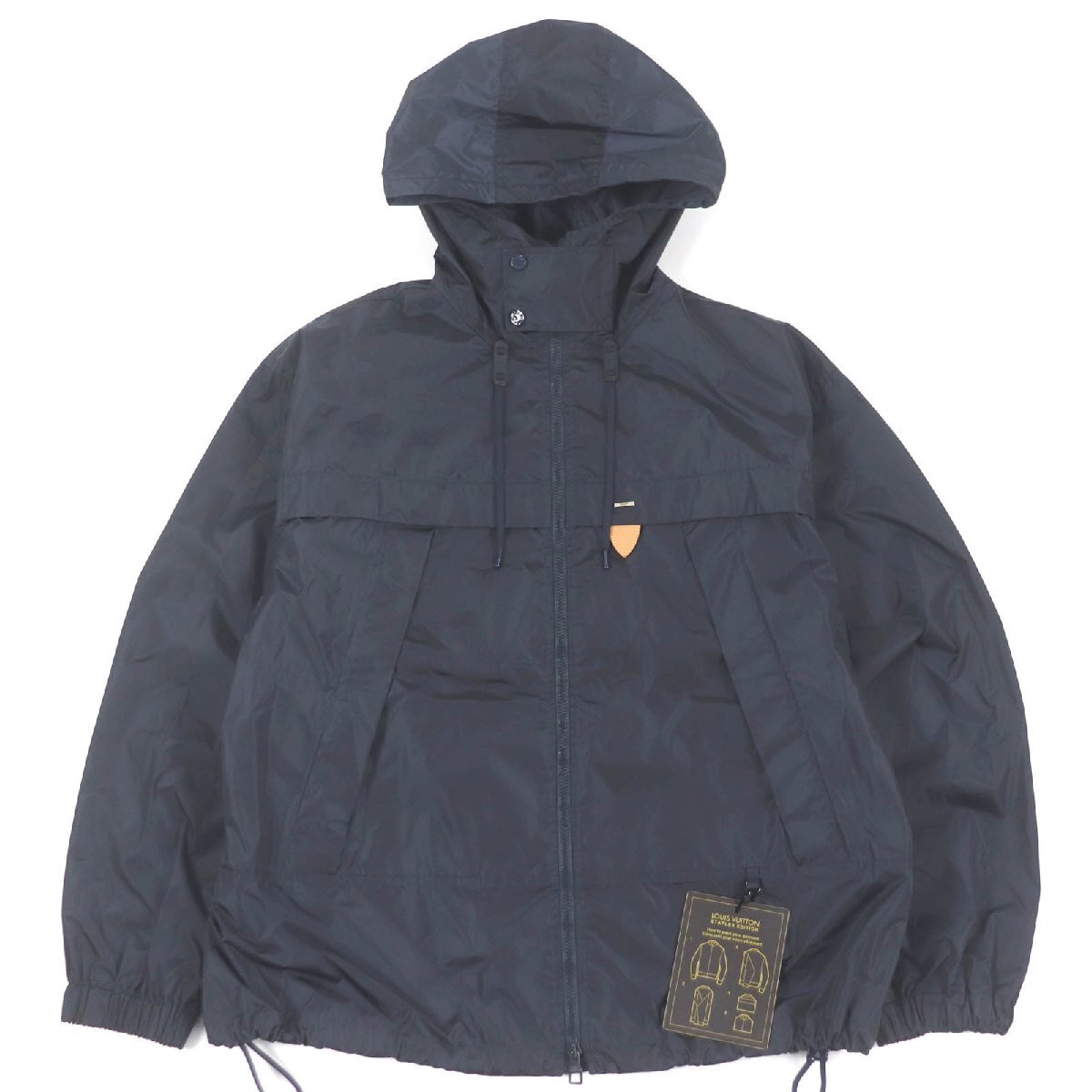 美品□LOUIS VUITTON ルイヴィトン ステープルズエディション WZIP レインフーディー ナイロンジャケット ネイビー 56 イタリア制 正規(guī)品