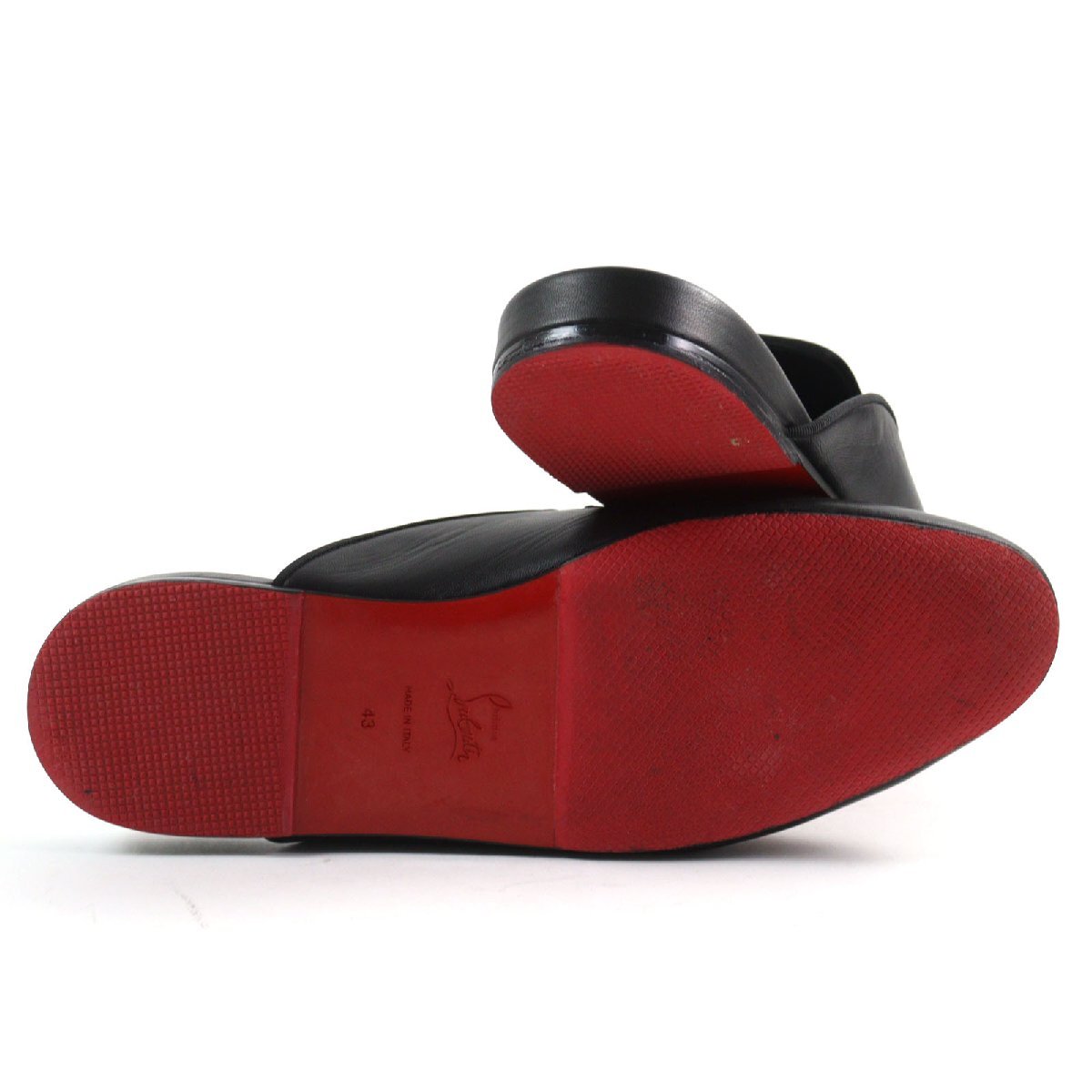 美品○Christian Louboutin クリスチャンルブタン COOLITO SWING FLAT NAPPA スパイクビット レザー スリッパ ミュール 43 定価110000円