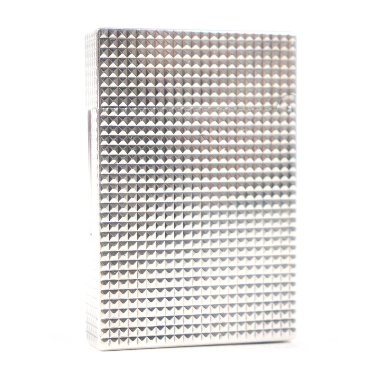美品□Dupont デュポン ライン2 ダイヤモンドヘッド スクエア型 ローラー式 ガスライター シルバー フランス制 メンズ 著火確認(rèn)済み