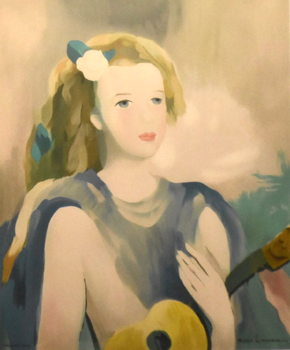 ☆マリーローランサン リトグラフ フランス 女流画家 ギターを持つ少女 絵画