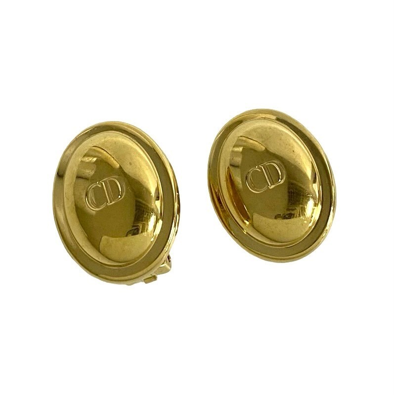極 美品 Christian Dior クリスチャンディオール ヴィンテージ CD ロゴ モチーフ イヤリング イヤーカフ アクセサリー ゴールド 76065