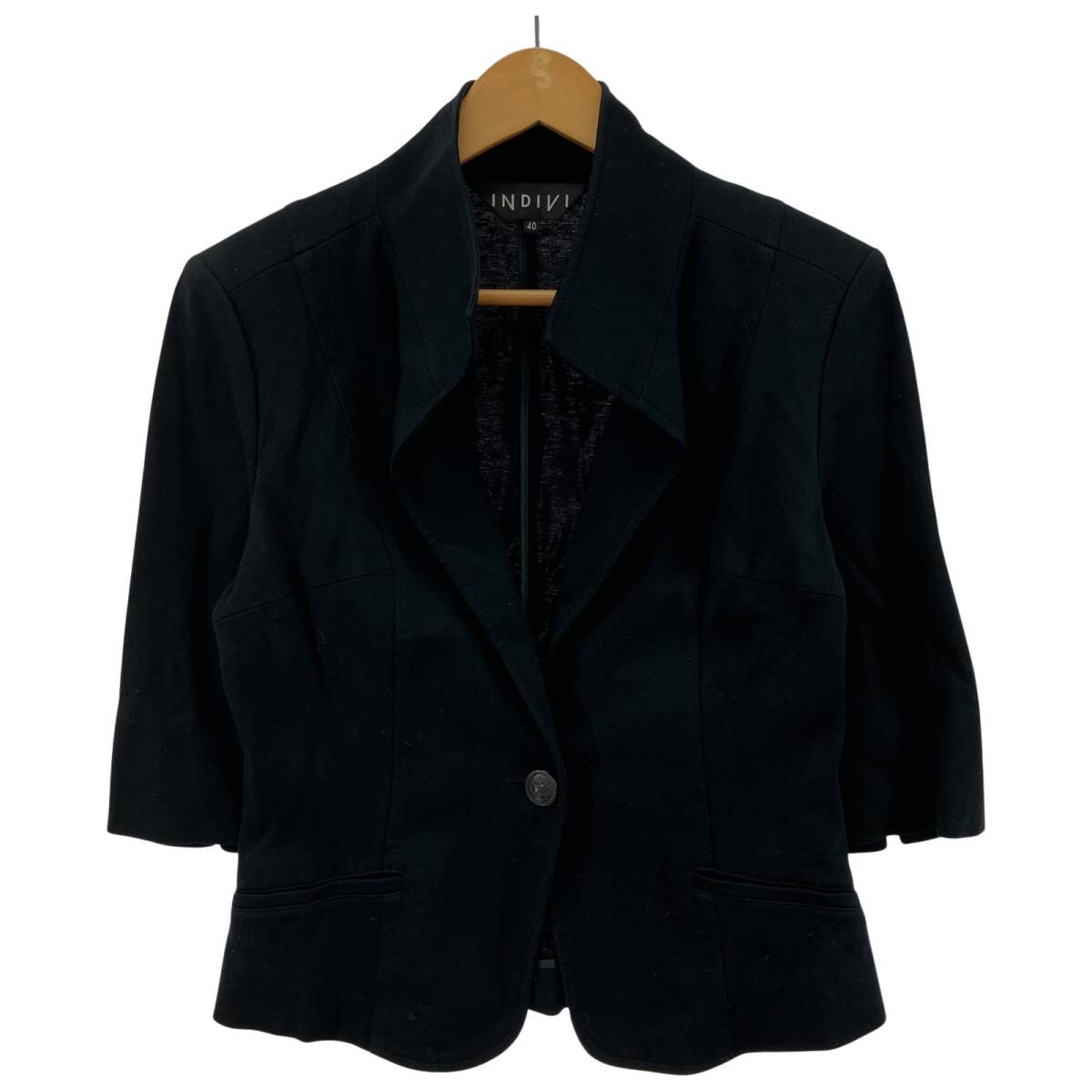 INDIVI インディヴィ 七分袖 ジャケット size40/ブラック