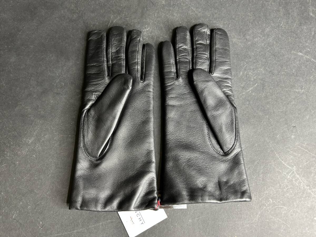  не использовался GIVENCHY кожа ягненка перчатка 21cm чёрный подкладка кашемир перчатки 