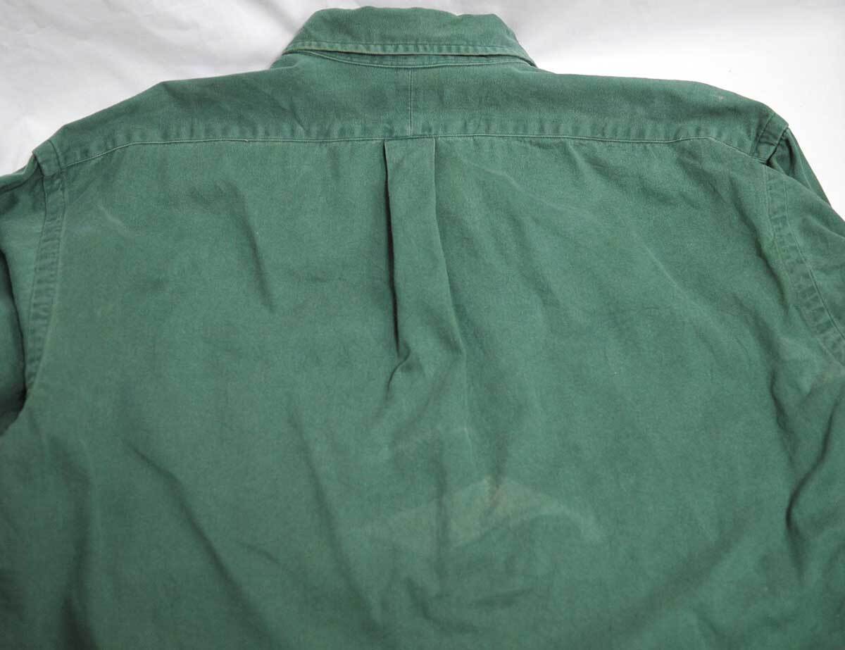 古着●ラルフローレン 長袖シャツ シンプル グリーン L 色落ち xwp_画像8