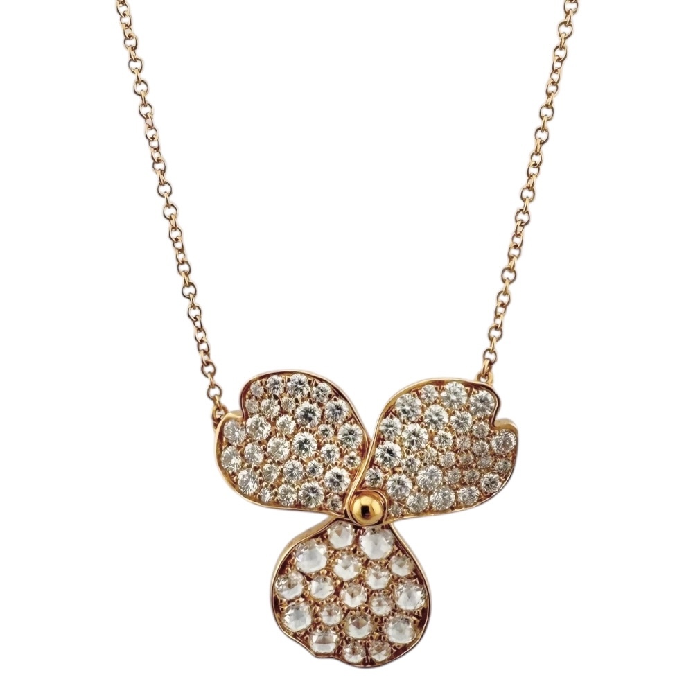 ティファニー ペーパーフラワー ネックレス 18金 K18ピンクゴールド ダイヤモンド レディース TIFFANY&Co. 中古 美品_画像1