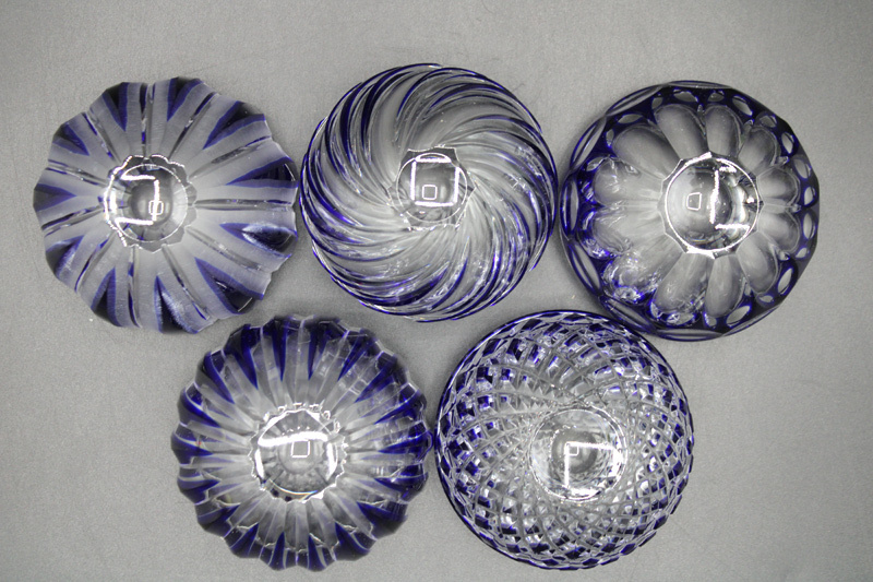 未使用品】HOYA CRYSTAL(ホヤクリスタル)「瑠璃切子小鉢5セット 未使用品】HOYA CRYSTAL(ホヤクリスタル)「瑠璃切子小鉢5セット