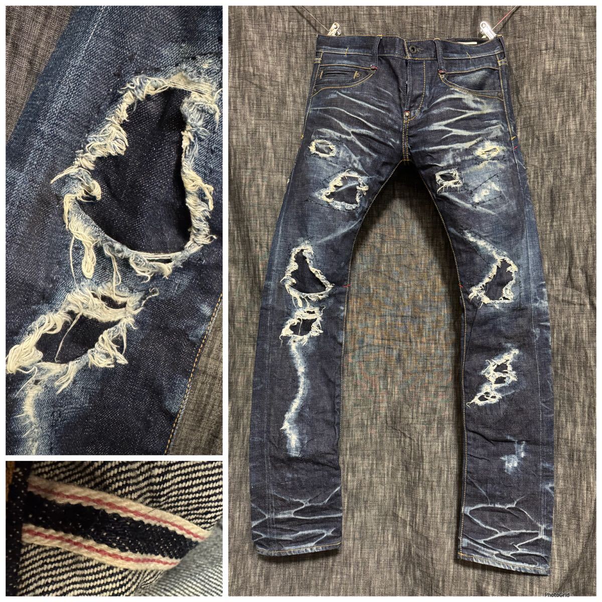 DeeTA JEFFLY ストレッチセルビッチ ダメージ加工デニム 30 M DeeTA JEFFLY ストレッチセルビッチ ダメージ加工デニム 30 M