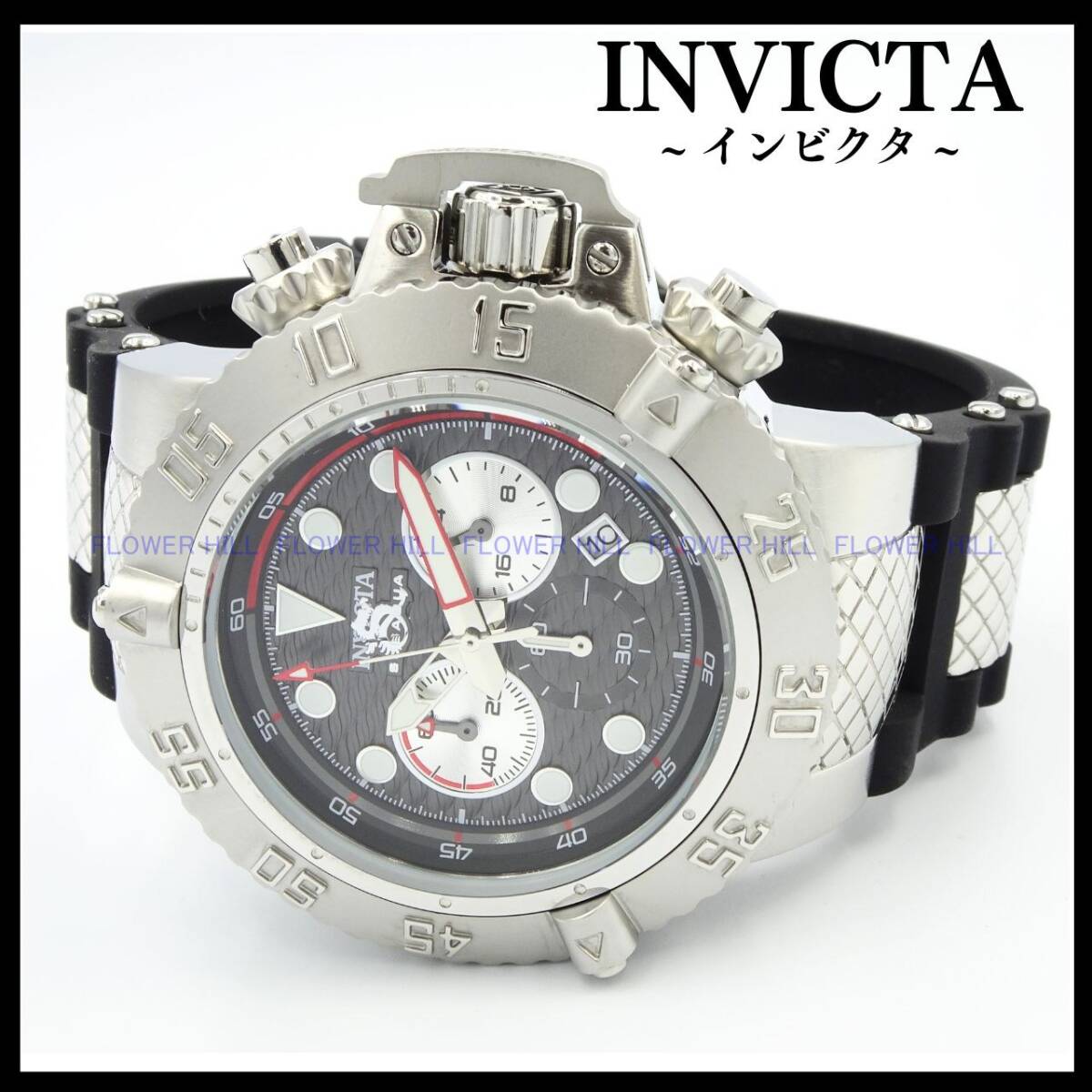 インビクタ INVICTA 腕時計 メンズ クォーツ クロノグラフ カレンダー ブラック サブアクア SUBAQUA 47916 シリコンバンド 新品・送料無料