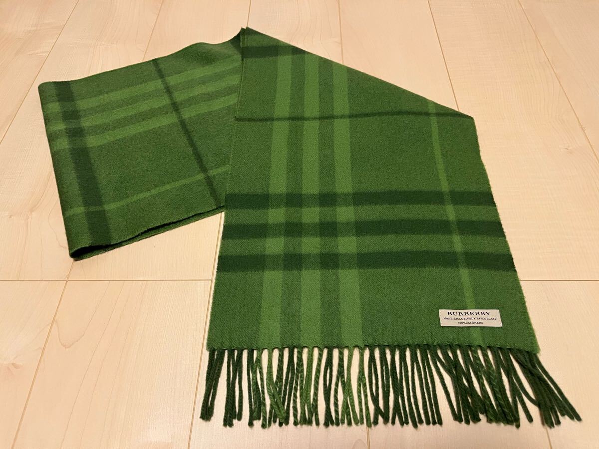 【新品】Burberrys 100%カシミヤ マフラー 新品未使用 グリーン BURBERRY バーバリー マフラー カシミア100% グリーン系 送料